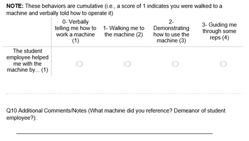 An example of an observational protocol item with a Likert scale