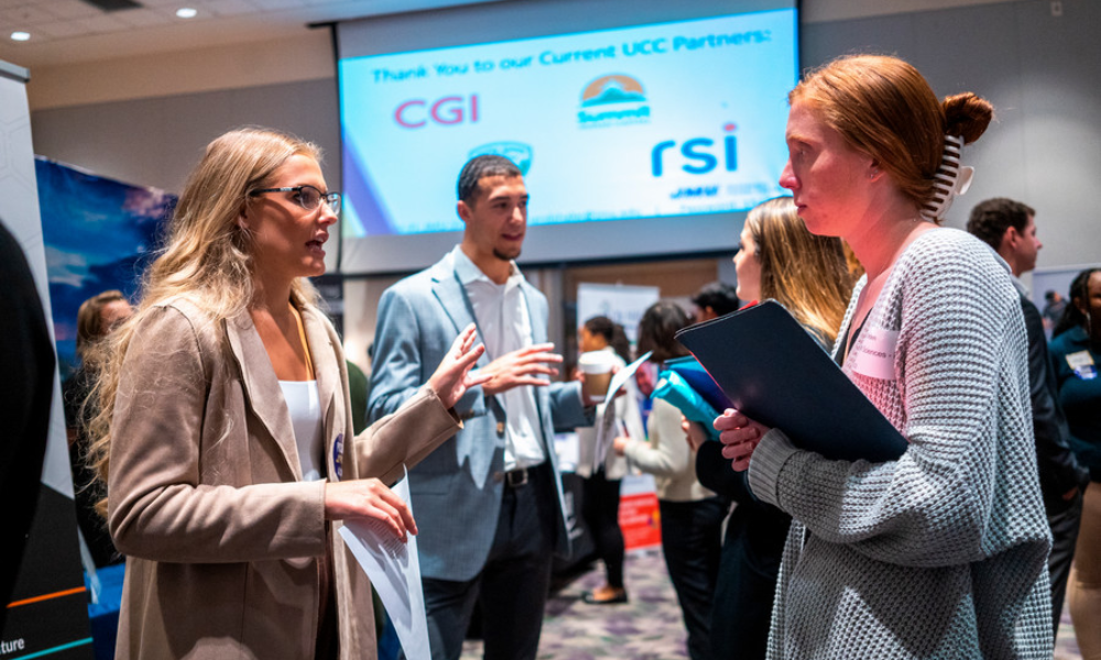 student and employer talking