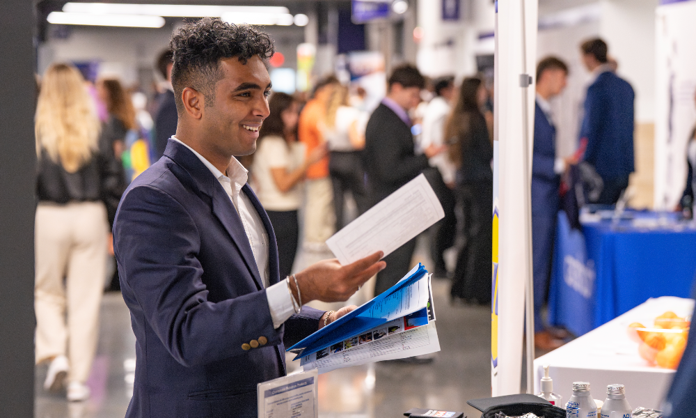 student and employer talking