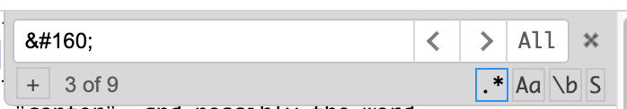 search and replace start