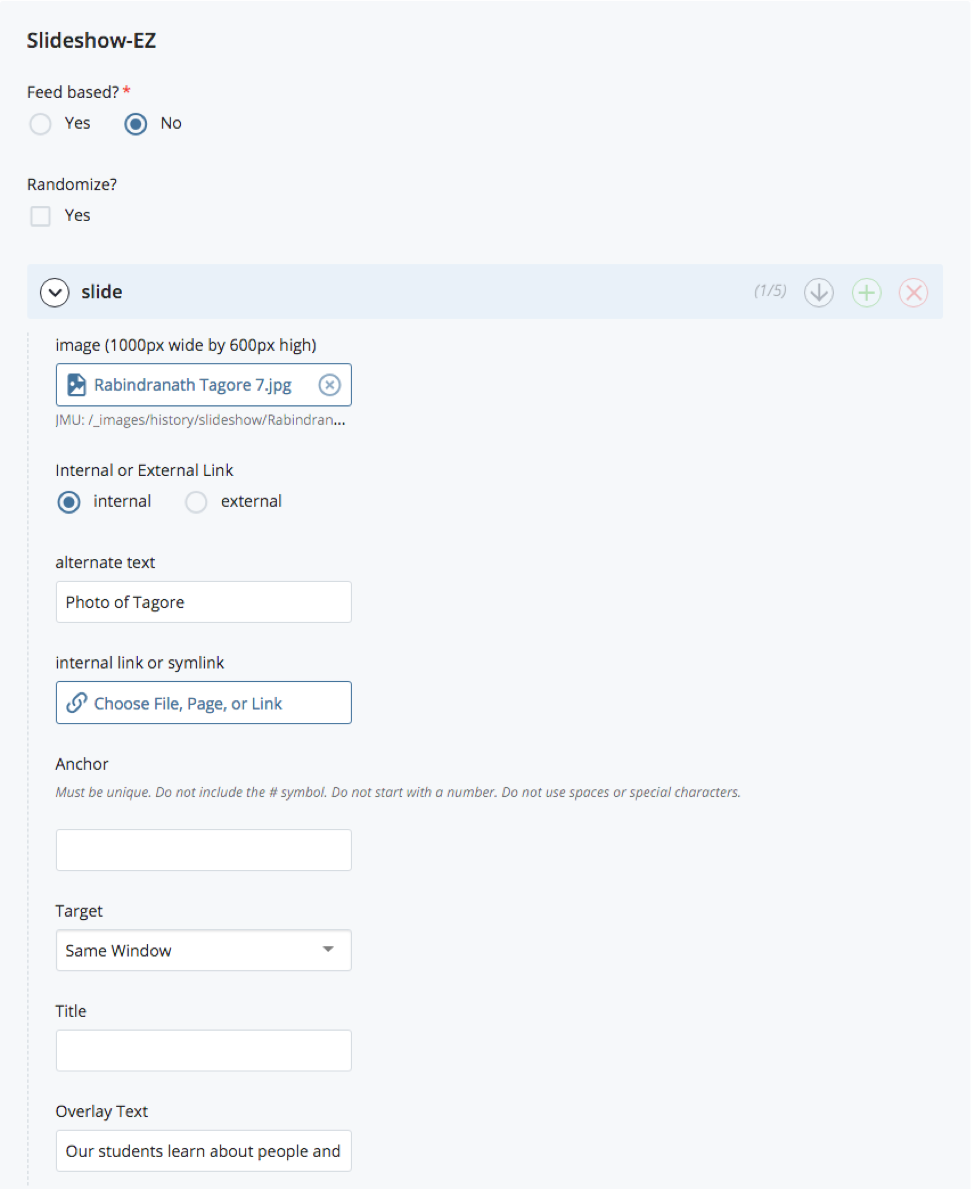 slideshow configuration