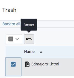 checkbox to restore from trash