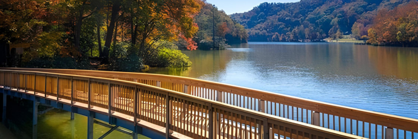 overlook of lake at hungry mother state park