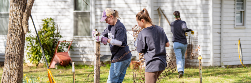 Students assist with disaster relief efforts during spring break.