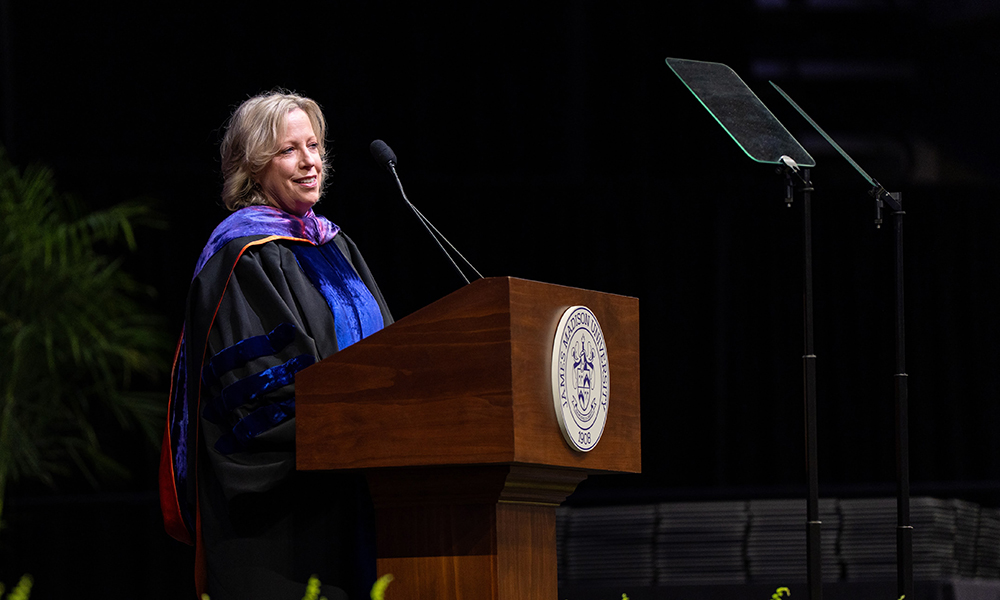 Dean Sharon Lovell speaks at spring 2026 commencement
