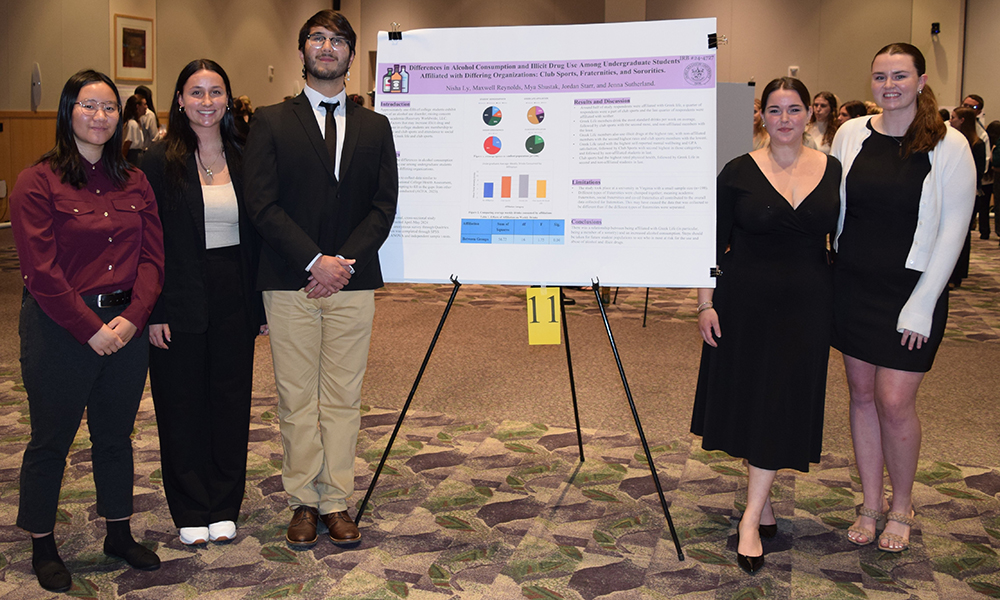 Student winners in Best Presentation: Title: Greek Life/Club Sports Involvement and Illicit Drug/Alcohol Use - Spring 2024