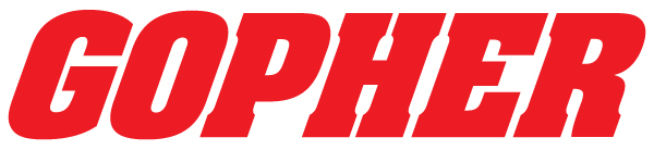 Red logo featuring the word "Gopher" in bold, stylized letters.