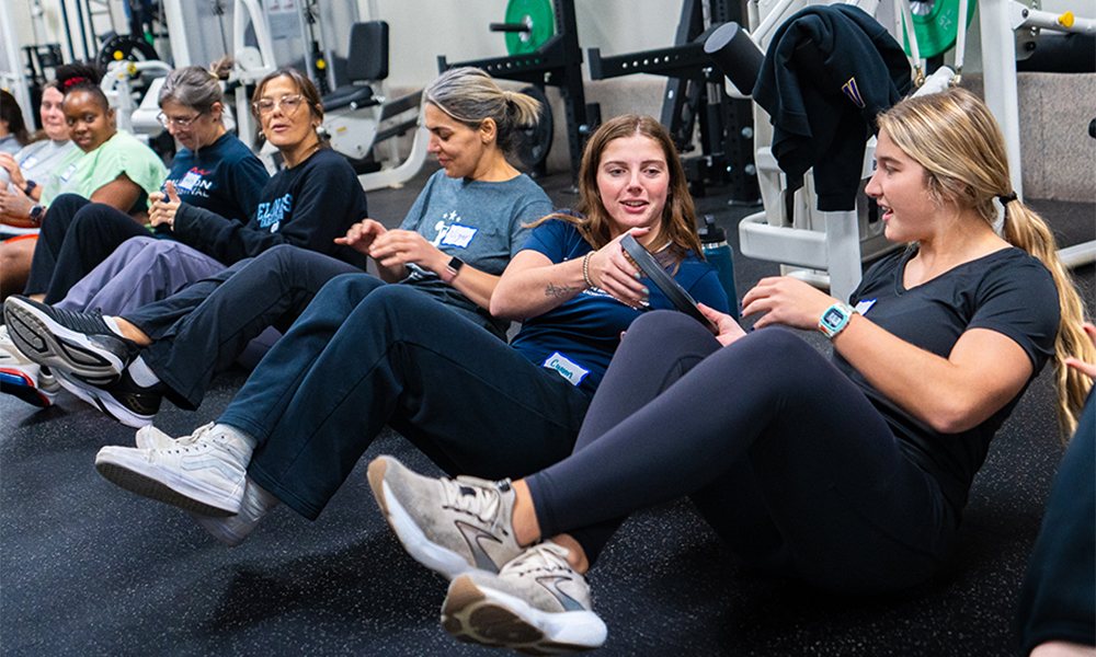 Women exercising in a line