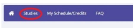 Highlighted tab for "Studies" on a navigation menu.