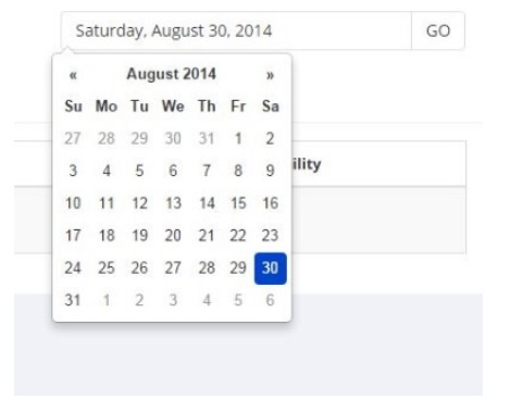 Image of a calendar month on a pull-down menu.