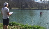 Students measuring pool at the Burnshire Dam