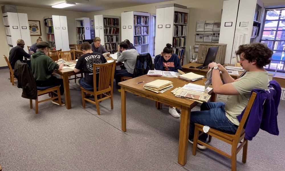 Geography students conducting research in Dayton VA