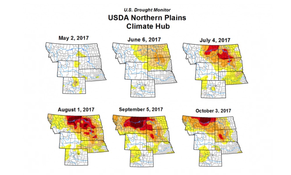 2017 USDA Dought Maps: Northern Plains