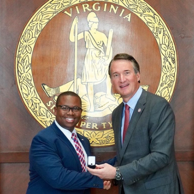 Xavier Williams with Governor Youngkin