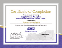 supply chain analytics certificate example