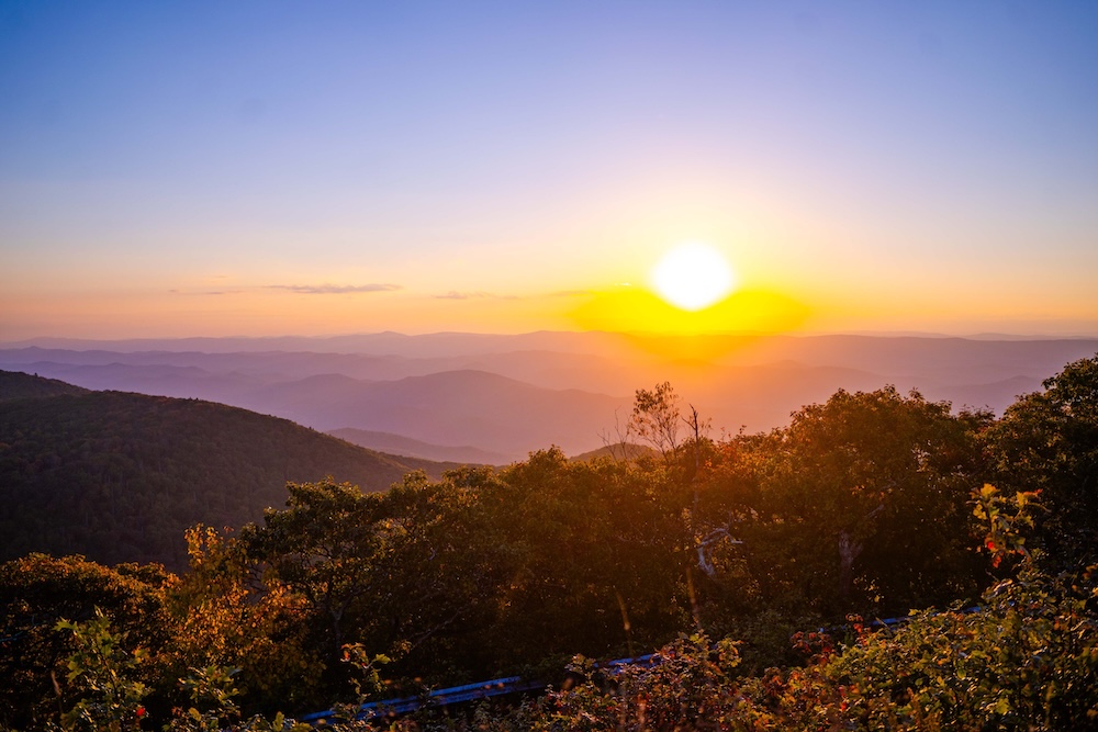 views from reddish knob at sunset
