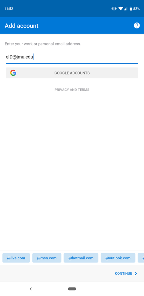 Enter Exchange Email Address