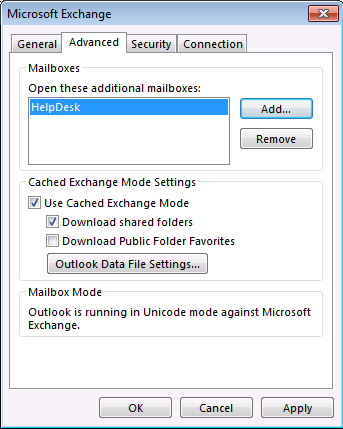 Accessing Shared Mailboxes Screenshot