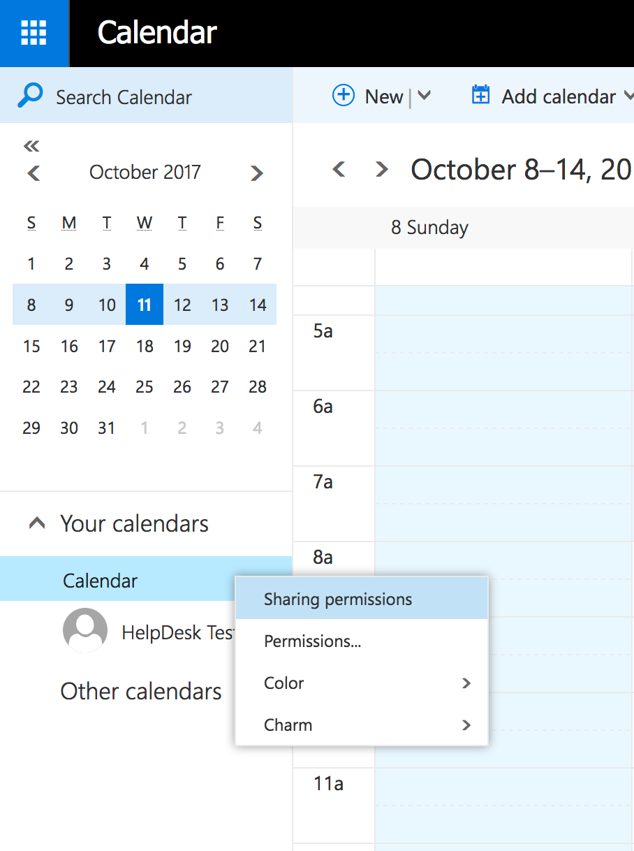 Editing Calendar Permission Web Screenshot