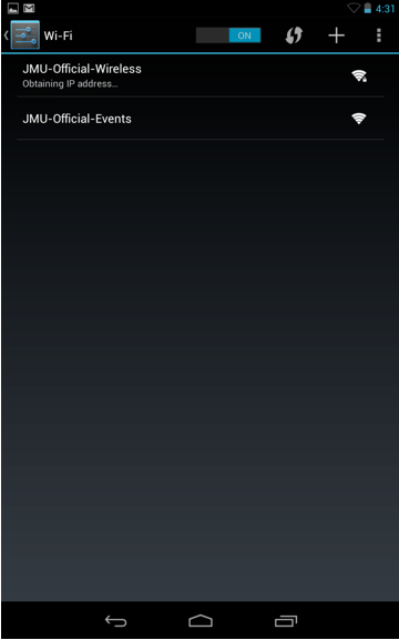 Wi-Fi settings - status of JMU-Official-Wireless