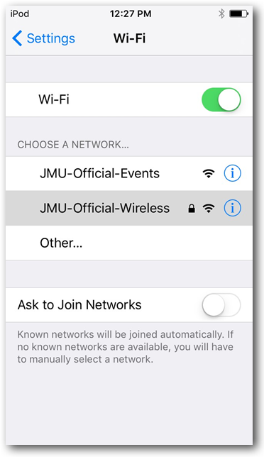 Wi-Fi - Choose a Network