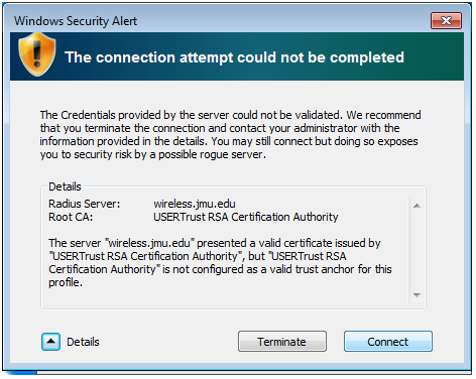 Details of Windows Security Alert