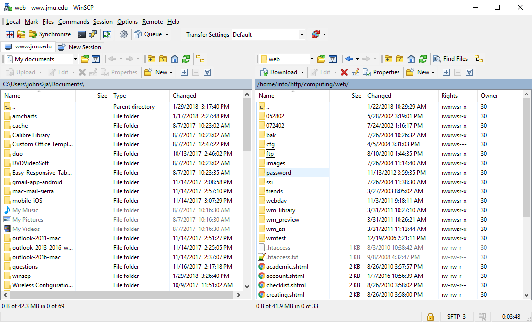 WinSCP directories