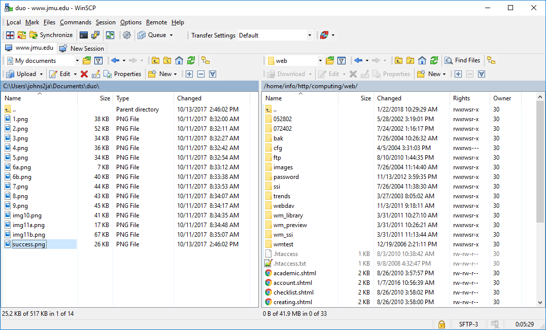 WinSCP directories