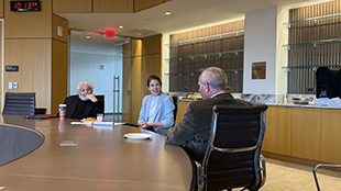 ed freeman, Roxanne Ross and Christian Early talk before recording the Elev8 Ethics podcast episode