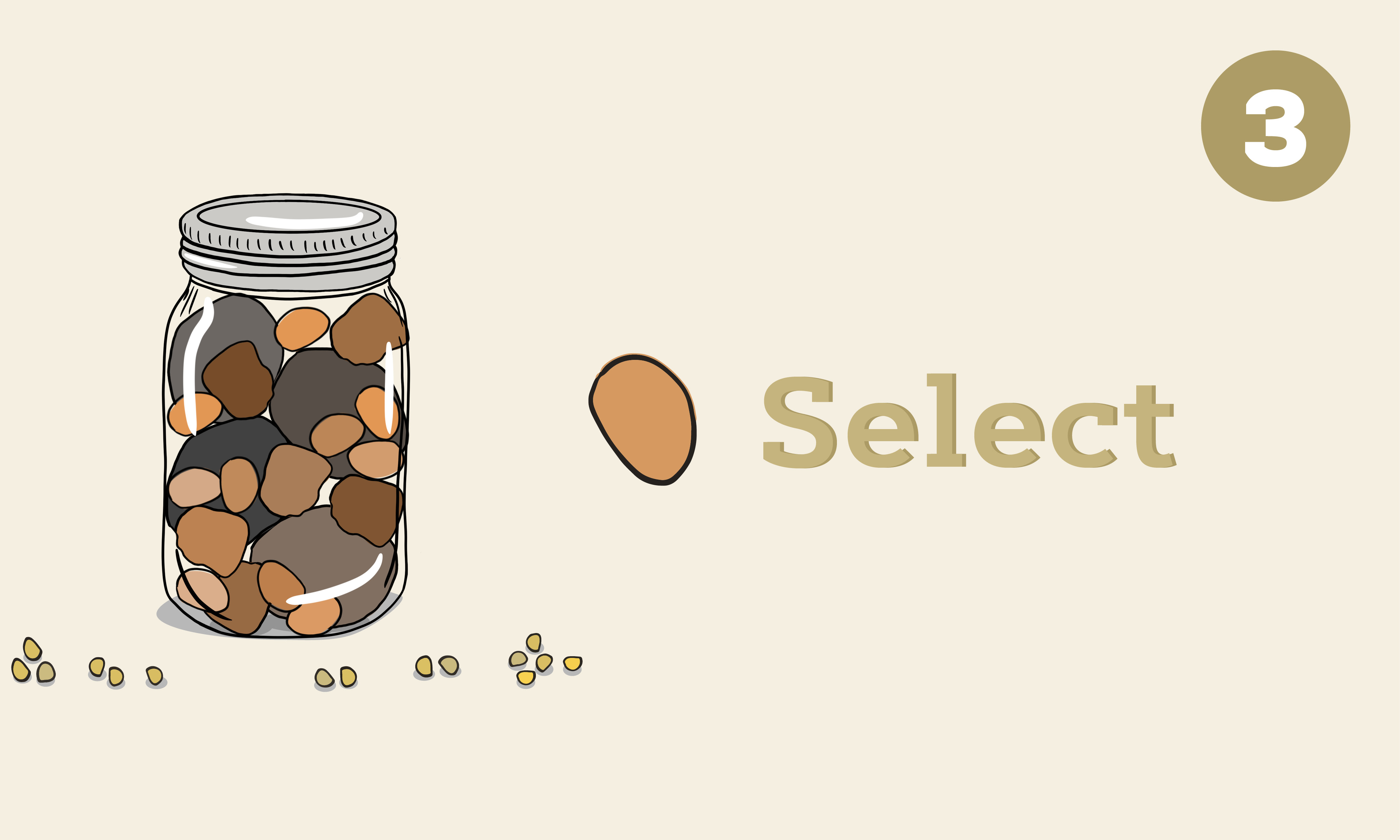 Gold graphic of mason jar with rocks that says Event Scheduling Timeline