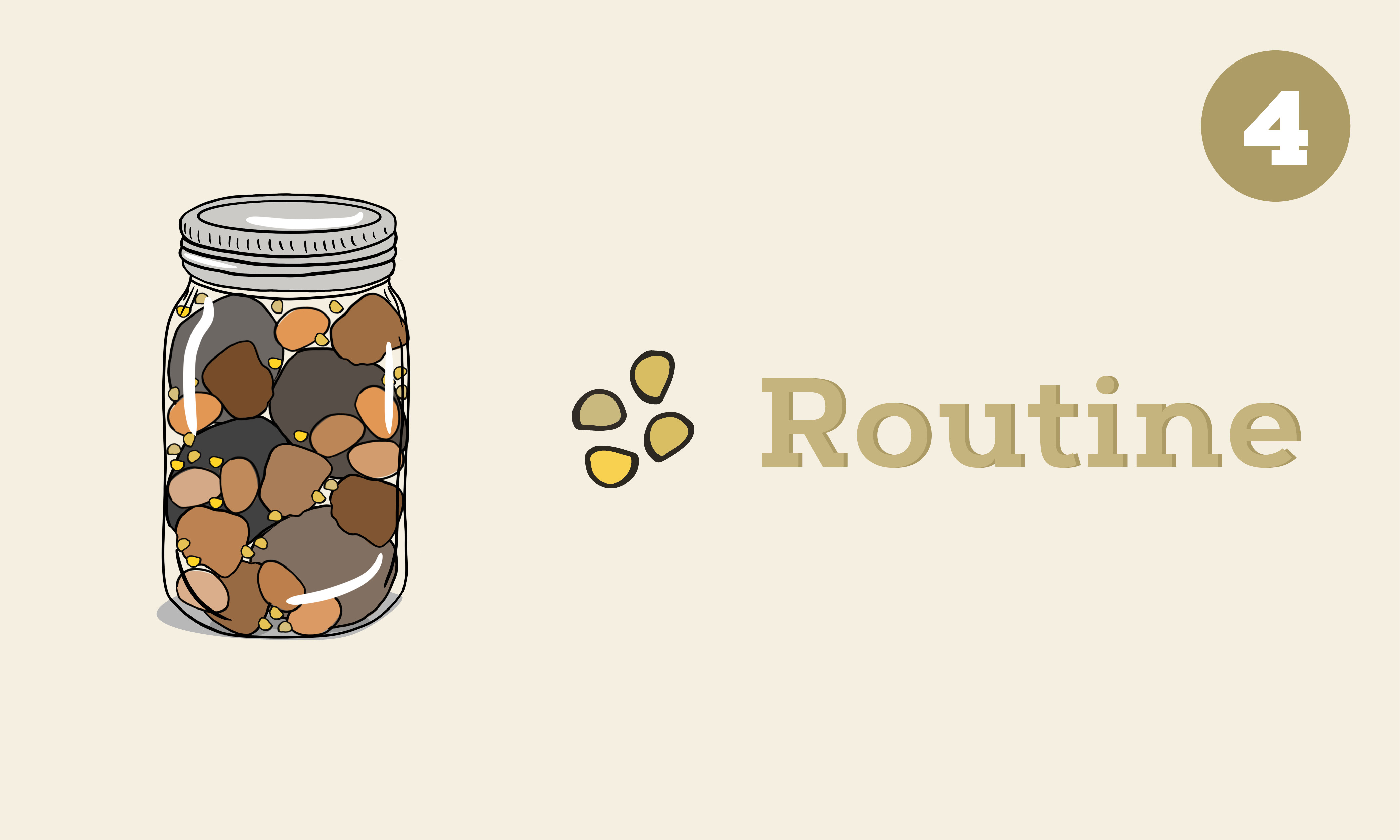 Gold graphic of mason jar with rocks that says Event Scheduling Timeline