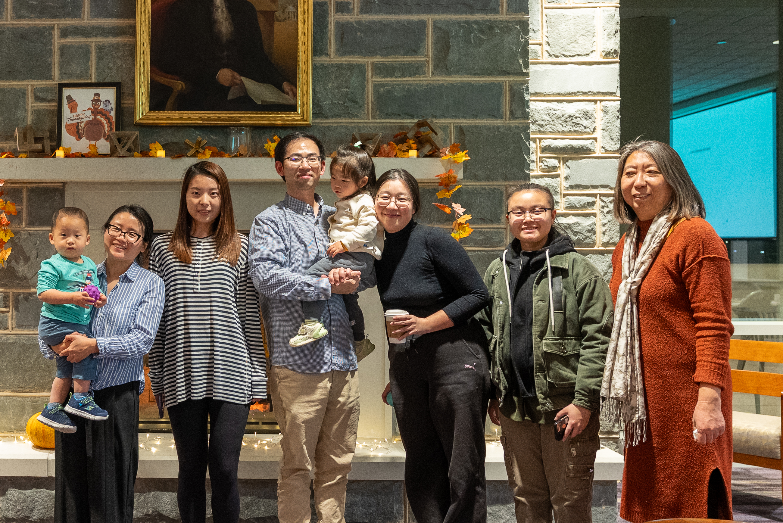 Family photo in thanksgiving dinner