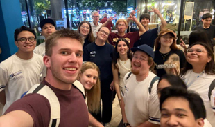 Tyler with a group of friends