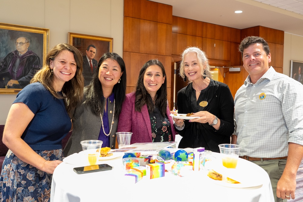 Keynote Speaker Dr. Eylem Atakav with Executive Director of CGE JY Zhou, S. McCahill Perrine (Assistant to the Director), K. Sensabaugh (Director of Study Abroad), K. Anderson (Director of Global Learning & Partnerships)