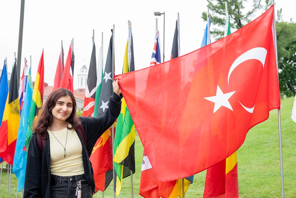 International Student with Afghan flag. 