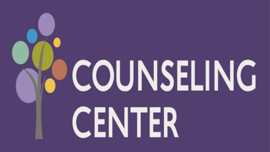 Counseling Center logo with a stylized tree of colorful circles on a purple background.
