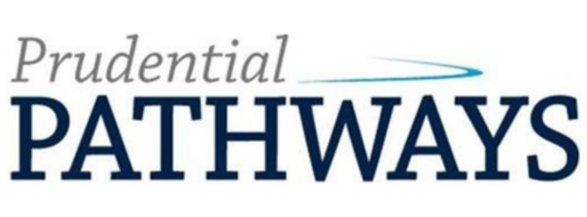 Prudential Pathways logo with “Prudential” in gray italic above “PATHWAYS” in dark blue, and a curved blue swoosh.