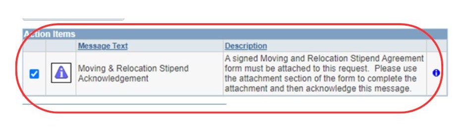 representation of Moving and Relocation Stipend Acknowledgement box step described above