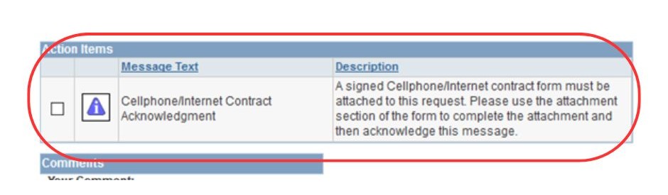 representation of Cellphone/Internet Contract Acknowledgement Box step as described above