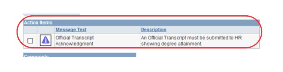representation of Transcript Acknowledgement Box step as described above