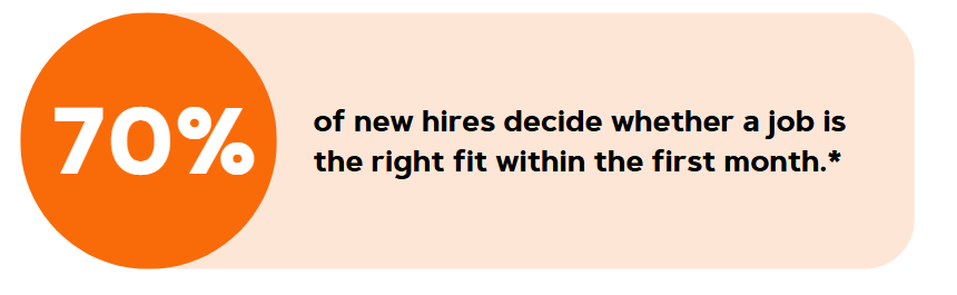 70 percent of new hires decide whether a job is the right fit within the first month.