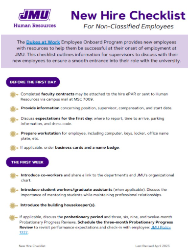 image for New Hire Checklist (PDF)