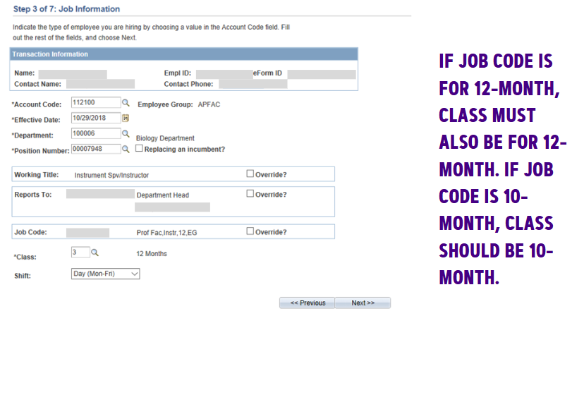 If job code is for 12-month, class must also be for 12-month. If job code is 10-month, class should be 10-month.