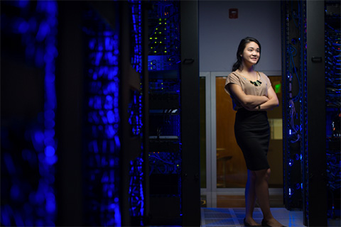 Student portrait in server room