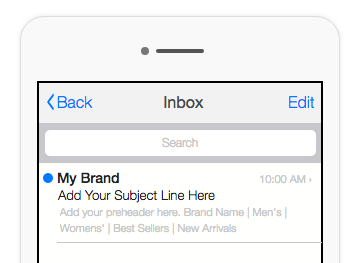 Example of an email received on a mobile device showing how the subject line and preheader often appear together
