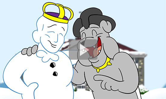 example of video image with play button overlay