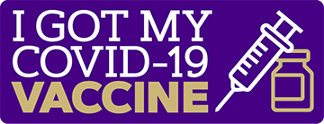 Purple "I got mu COVID-19 vaccine" logo