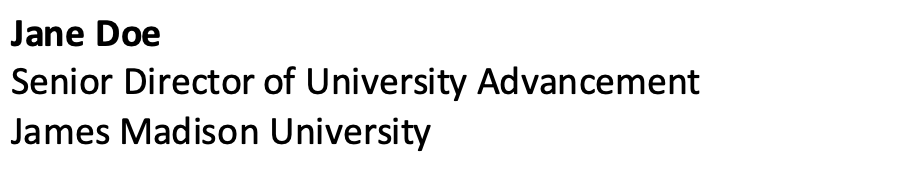 Example of basic text email signature