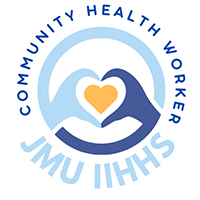 Logo for JMU IIHHS Community Health Worker program featuring two hands forming a heart shape.