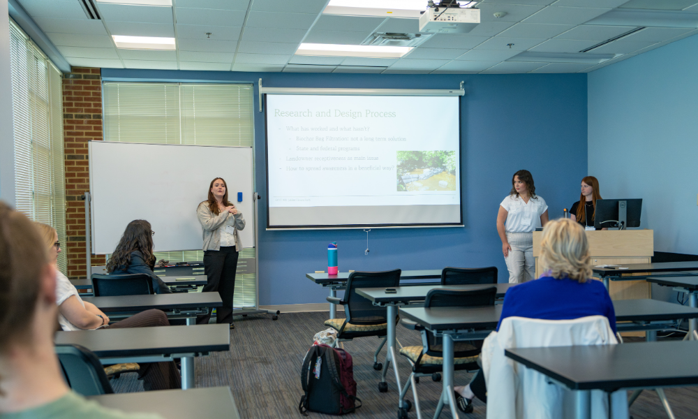 Students present solutions to environmental and natural resource conservation challenges experienced by organizations and agencies. 